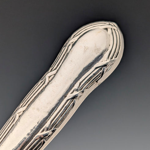 1923 British Antique Pure Silver Handle Dessert Cutlery 5 Pair Yates Brothers Wooden Box